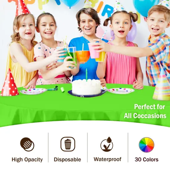 Exquisite Disposable Round Plastic Tablecloths &ndash; 12 Pack 84" Disposable Table Cloths &ndash; Indoor/Outdoor Party Tablecloth &ndash; Round Plastic Table Cover for Events & Party Supplies Lime Green {2}