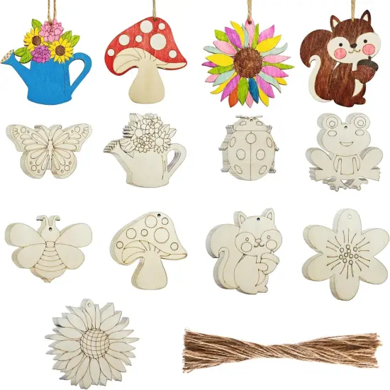 54 Pcs Wooden Spring Ornaments to Paint {1}