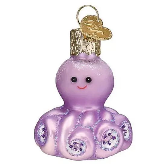 Old World Christmas 2.0 Inch Mini Octopus Christmas Tree Ornament , Christmas Decor Shy Animal Camouflage Purple {1}