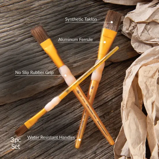 RCC 230 | Crafter's Choice&trade; 3pc Synthetic Camel Hair Flat Brush Set {4}