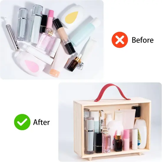 Wooden Display Case for Collectibles, Wood Gift Box Storage Container with Handle and Slide Acrylic Lid, Shadow Box Unfinished Rustic Desktop Box for Dolls, Collections 10.4'' x 3.6'' x 8'' {4}