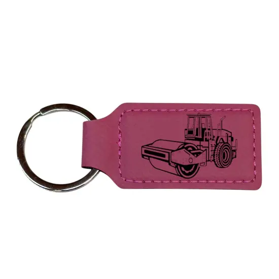 Keychain - Rectangle - Steamroller - Leather Black/Silver {2}
