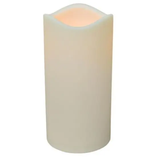 Ivory Wax-Look LED Pillar Candle with Timer and Flickering Flame Effect - Battery Operated {1}
