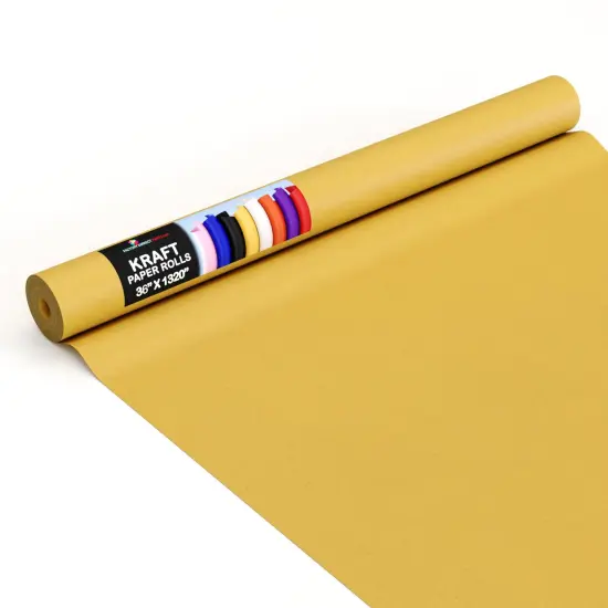 Kraft Paper Roll 36" X 1320" (110' Ft) Colored Paper Roll - Packing Paper Roll - Craft Supplies - Kraft Wrapping Paper Perfect as Shipping Paper Craft Paper Roll by Crown Display Yellow {1}