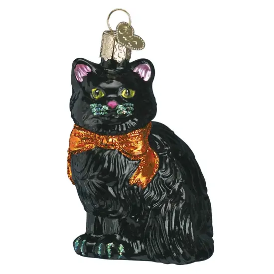 Old World Christmas 3.5 Inch Halloween Kitty Halloween Tree Ornament , Halloween Decor Black Cat Spooky {1}