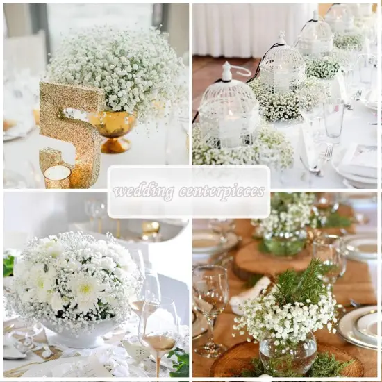30PCS Fake Babys Breath Flowers Artificial White Flowers Gypsophila DIY Floral Bouquets Arrangement Wedding Home Decor {5}