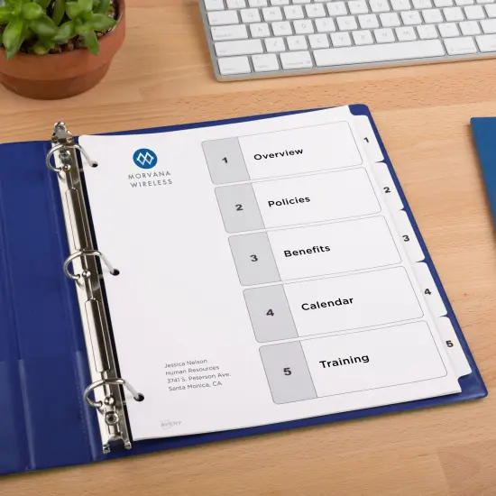Avery Dividers for 3 Ring Binders, 5 Tabs per Set, Customizable Table of Contents, Classic White Tabs (6 Sets of 11821) {6}