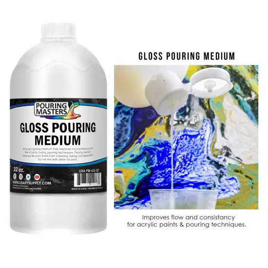 Professional Gloss Pouring Medium 32oz (Quart) - Improves Paint Flow & Cell Effects Creator, Viscosity Adjuster for Art Acrylic Painting {2}