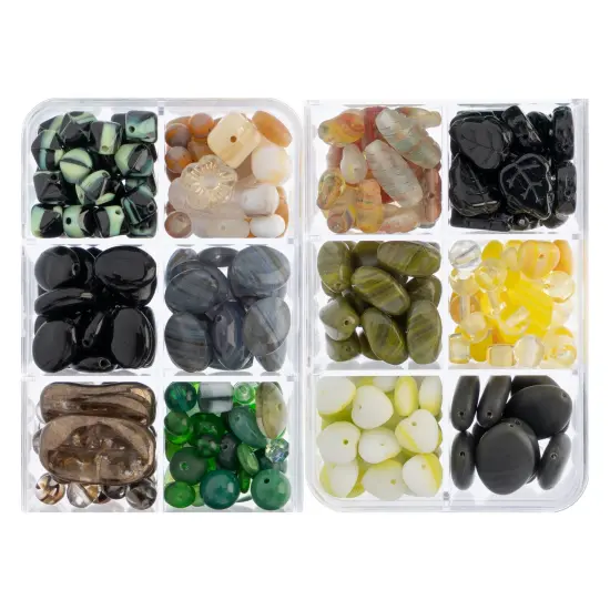 John Bead Mixed Czech Glass Beads Box, 200g Mystical Forest {3}