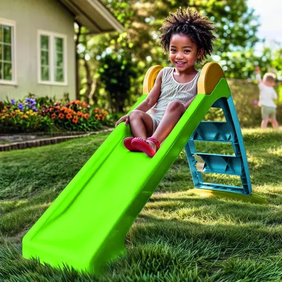 Dolu: My First Garden Slide: Yellow-Green-Blue - Waterslide Hose Attachment, Indoor/Outdoor, Plastic, 52.4 x 17.7 x 28.4", Toddler & Kids Ages 2+ {7}
