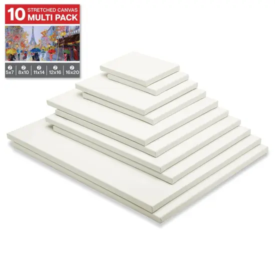 KINGART® Stretched Canvas Multipack, 5 Sizes, 10-Pack {1}