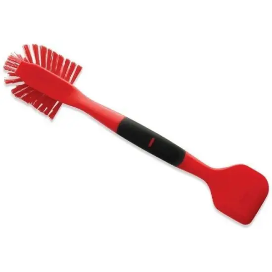 Norpro 2in1 Dish Scrub Brush Dishes Cleaning Scrubber Wand and Pot Scraper Red {5}