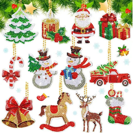 12 Pieces Christmas Diamond Painting Kits 5D DIY Diamond Painting (Classic Style) {1}