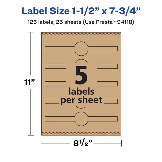 Avery Kraft Brown Wraparound Labels with Sure Feed, 1.5" x 7.75" {5}