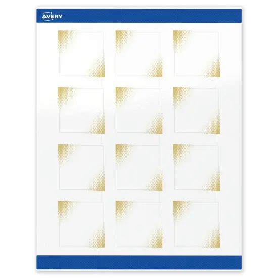 Avery Printable Square Labels with Sure Feed Technology, Pre-Printed Gold Blush Pattern, Glossy White, 2" x 2", Laser & Inkjet Compatible, 120 Total, Great for Branding, Marketing, and Events {1}