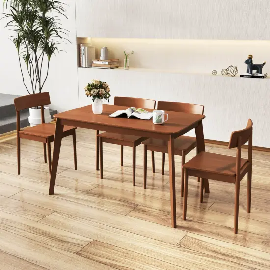 Costway 5 PCS Dining Table Set Rectangular Kitchen Table & 4 Chairs with Rubber Wood Frame {5}