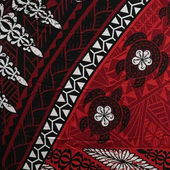 Kingdom of Tonga Seal Turtle Plumeria Polyester Sarong 72" L x 45" W Red {1}