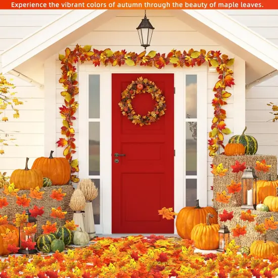 1200PCS Multicolored Fall Artificial Maple Leaves {5}