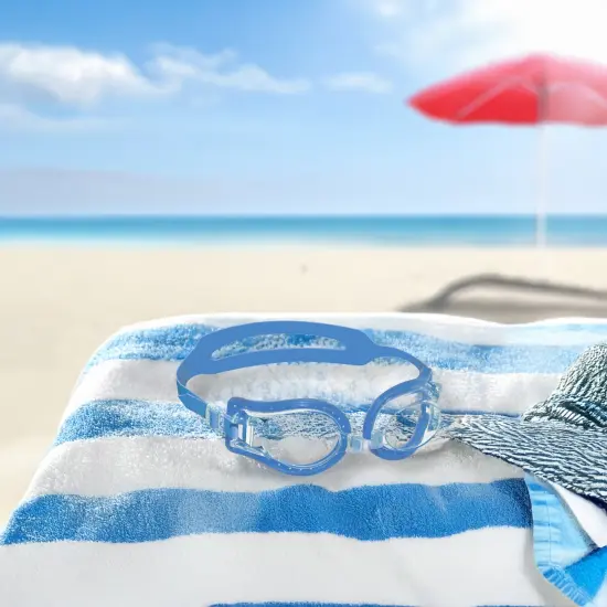 Swim Central 7" Blue Jelly Goggles with Case Kids Swimming Pool Accessory {3}