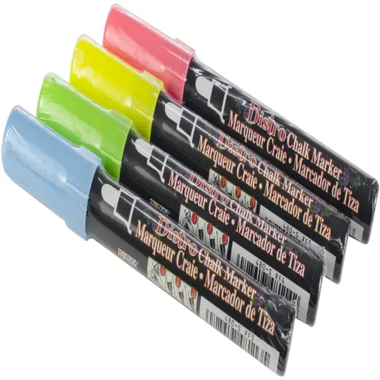Uchida Bistro Chalk Marker 6mm Point Set 4/Pkg-Fluorescent Blue, Red, Green & Yellow {2}