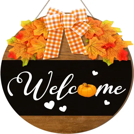 Fall Welcome Wooden Hanging Sign - (Maple) {1}