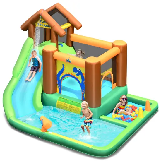 Bountech Inflatable Waterslide Bounce House Climbing Wall without Blower {1}