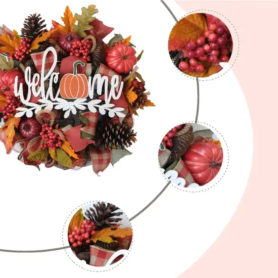 16" Artificial Fall Maple Leaf Wreath {2}