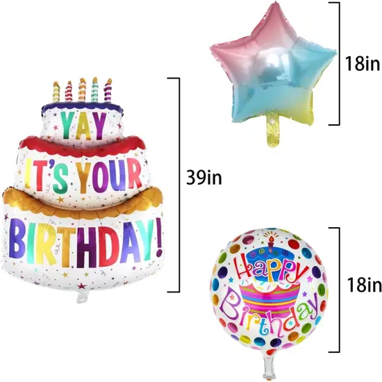 Balloons Birthday Cake Mylar Balloons - Purple {3}
