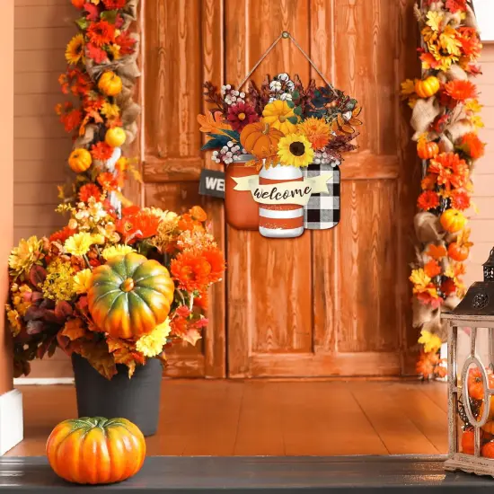 Fall Decor Wood Pumpkin Fall Door Sign {2}