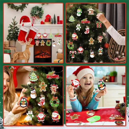 16Pcs Christmas Art Painting Keychain Kits 5D {5}