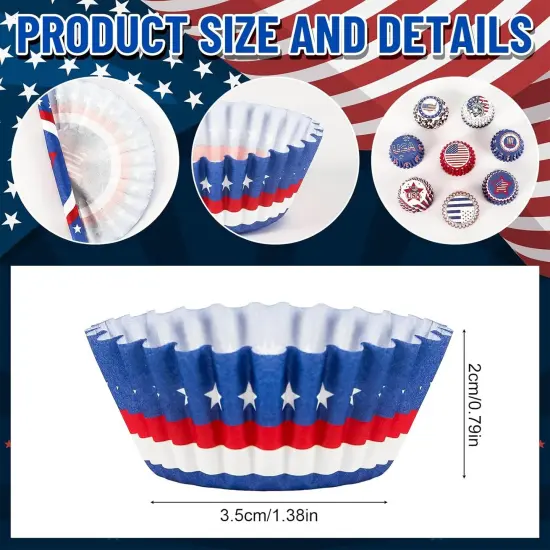 800pcs 4th of July Mini Cupcake Liners Independence Day(Multicolor) {2}