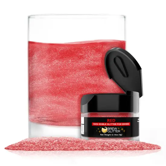 Brew Glitter - Red Edible Drink Glitter (4g, x1 Flip-Cap Jar) for Beer, Cocktails and Beverages {1}