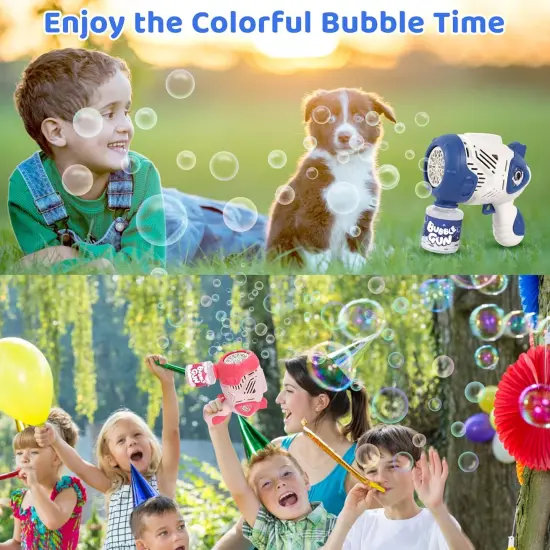 2 Pack Bubble Gun for Kids Ages 4-8, 20 Holes Bubble Machine Blaster with 4 Bottles Refill Solution LED Light, Summer Outdoor Toy Wedding Kids Birthday Party Favor Gifts Basket Stuffers {5}