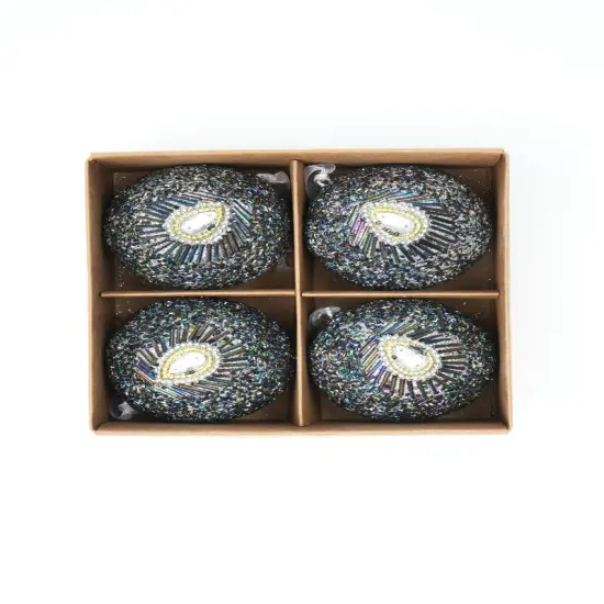 Hanging Shellac Orbs &ndash; 3 Inch, Silver-4 Pcs {2}