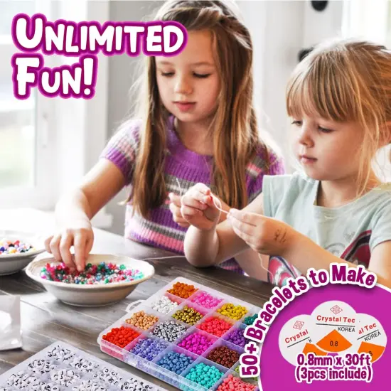 Jewelry Making Kit Beads for Bracelets - 5000+pcs Bead Craft Kit Set, Glass Pony Seed Letter Alphabet DIY Art and Craft {5}