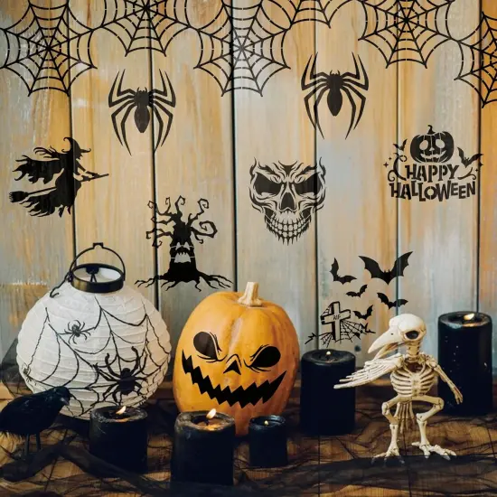16 Pieces Halloween Stencils Reusable Ghost Spooky Bat Witch Stencil(16 Boo) {5}