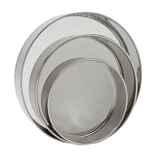 3-Piece Fine Mesh Sieve Strainer Set, Stainless Steel Professional Round Flour Sifters for Baking (3 Sizes) Silver {4}