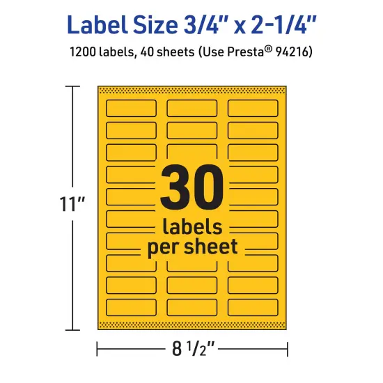 Avery Bright Yellow Paper Labels, 0.75" x 2.25" Rectangle {5}
