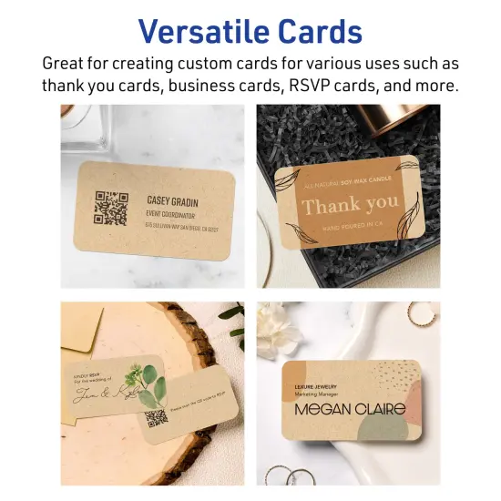 2" x 3-1/2" Rectangle Rounded Corners, Kraft Brown Business Cards {3}