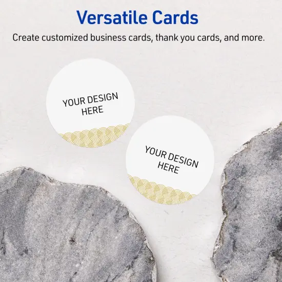 Avery Printable Round Business Cards with Sure Feed Technology, Pre-Printed Gold Lace Trim Pattern, Matte White, 2" Diameter, Laser & Inkjet Compatible, 120 Total {6}