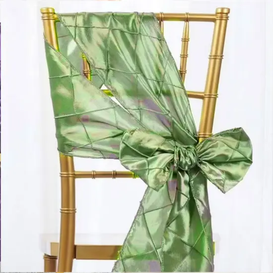 10 Pieces Elegant 9.5 by 108 inch Pintuck Taffeta Chair Sashes Clover Green {3}