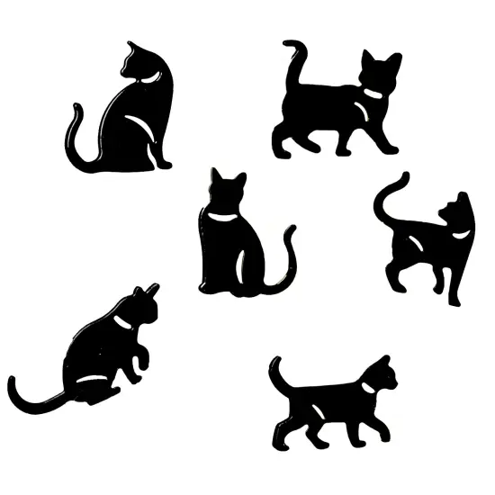Collections Etc Cat Silhouette Refrigerator Magnets - Set of 6 {2}
