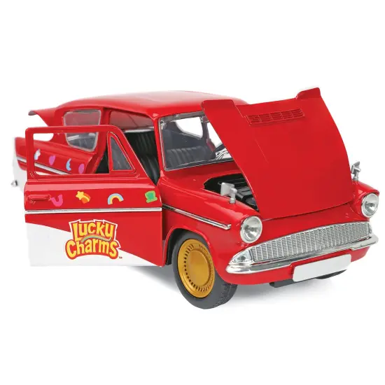 Collections Etc Lucky Charms 1959 Ford Anglia 1:24 Scale Die-Cast Model with Figurine {5}