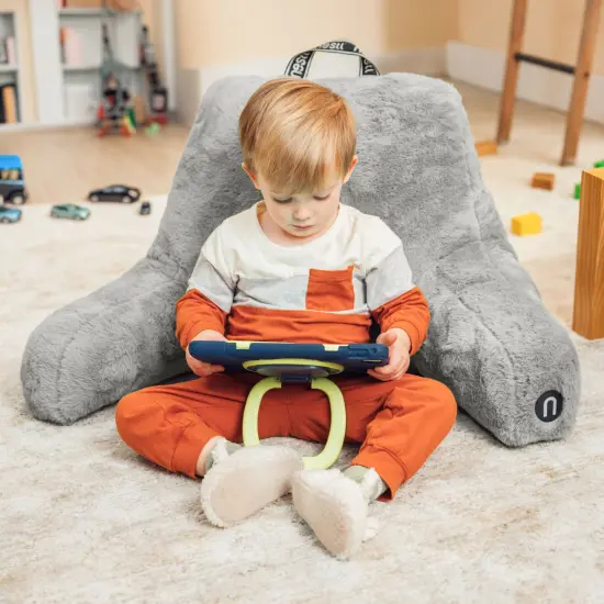 Nestl Fur Reading Pillow with Laptop Lap Desk Light Grey {3}