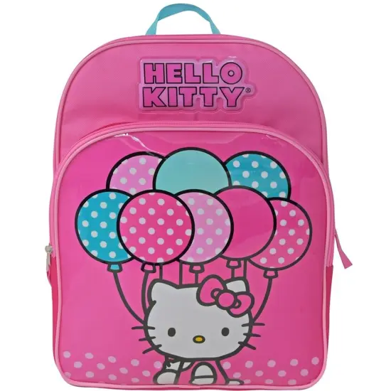 Sanrio Hello Kitty with Balloons 16" Pink School Backpack with Front Pocket {1}