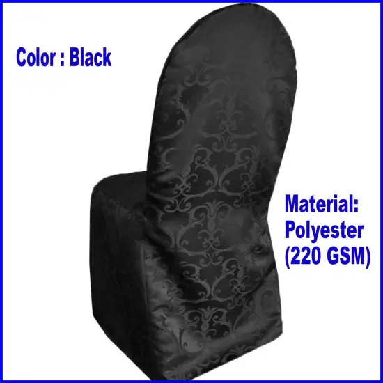 1 Piece Black Versailles Damask Jacquard Polyester Banquet Chair Cover {1}