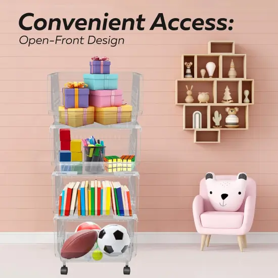 Plastic Stackable Storage Bins Clear - 4 Pack {3}