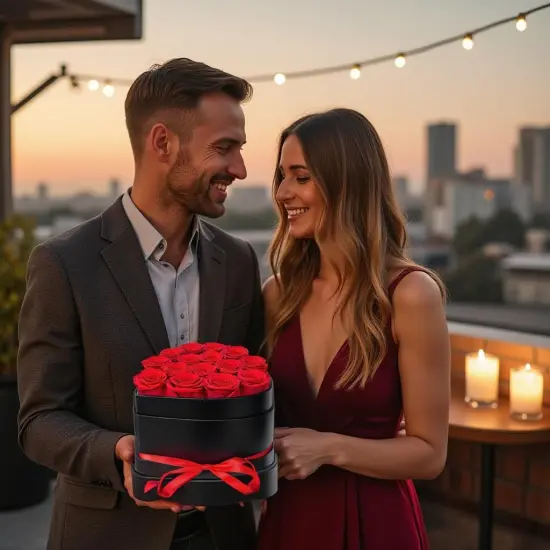 Preserved Flowers Heart Shape Box 7 Preserved Roses {4}