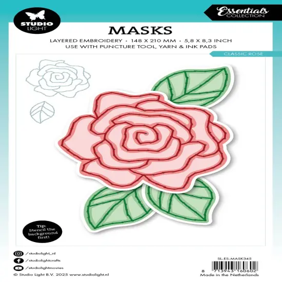 Studio Light Essentials 5.82"X8.25" Stencil-Nr. 345 Classic Rose {3}