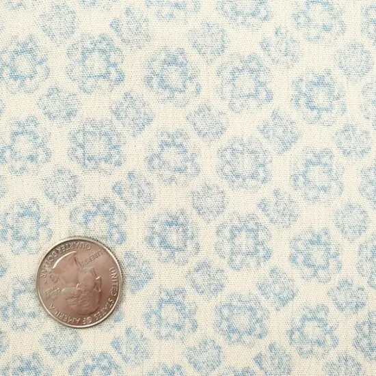 1 Yard Off White/Blue Floral Crinkle Rayon Fabric for Sewing Apparel Dresses 50/52 Inch Width {2}